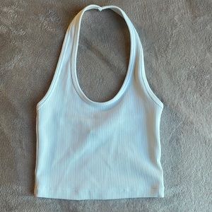 White Halter Crop Top